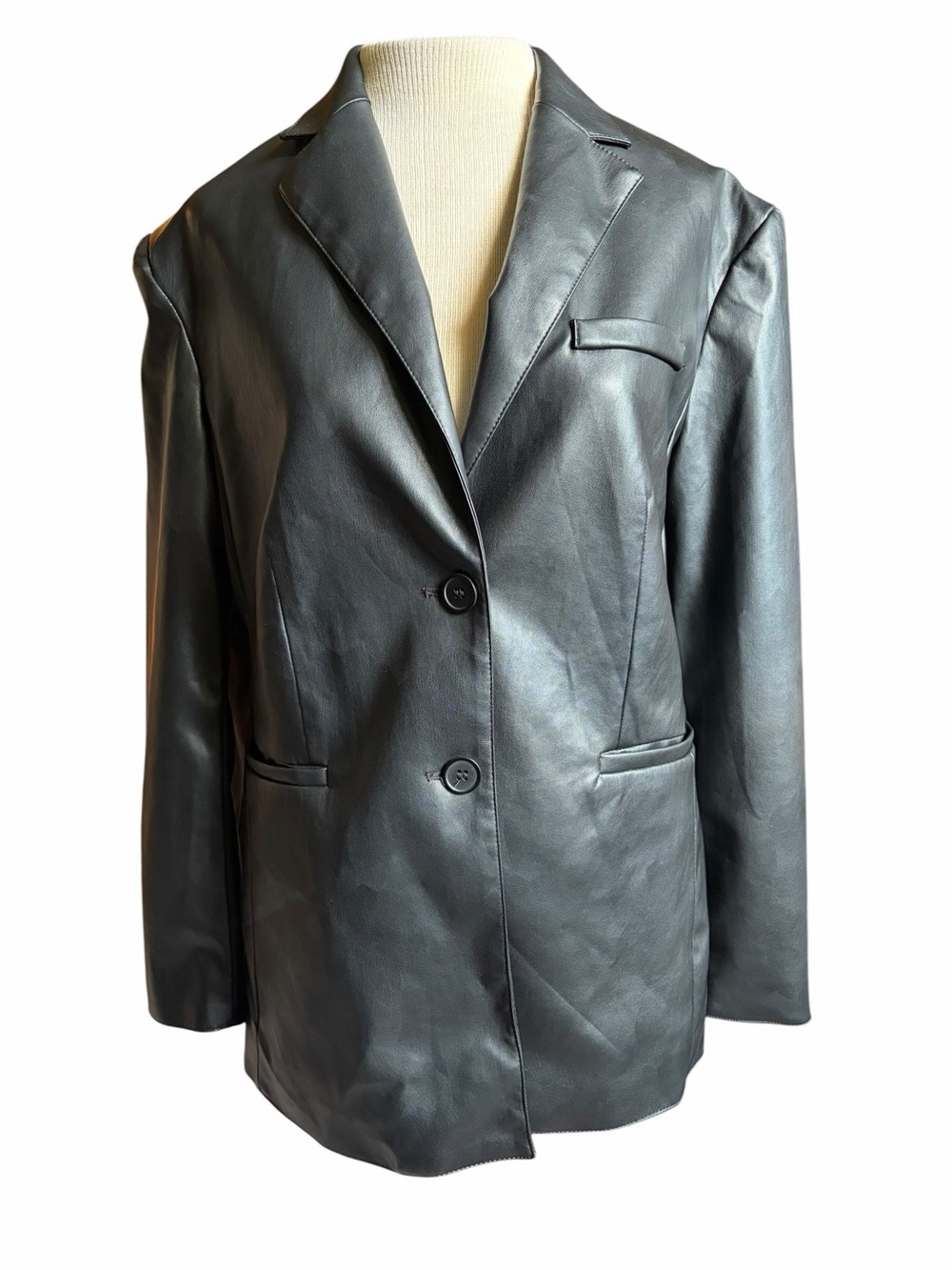 Divided Black Faux Leather Blazer Jacket - Picture 2 of 4